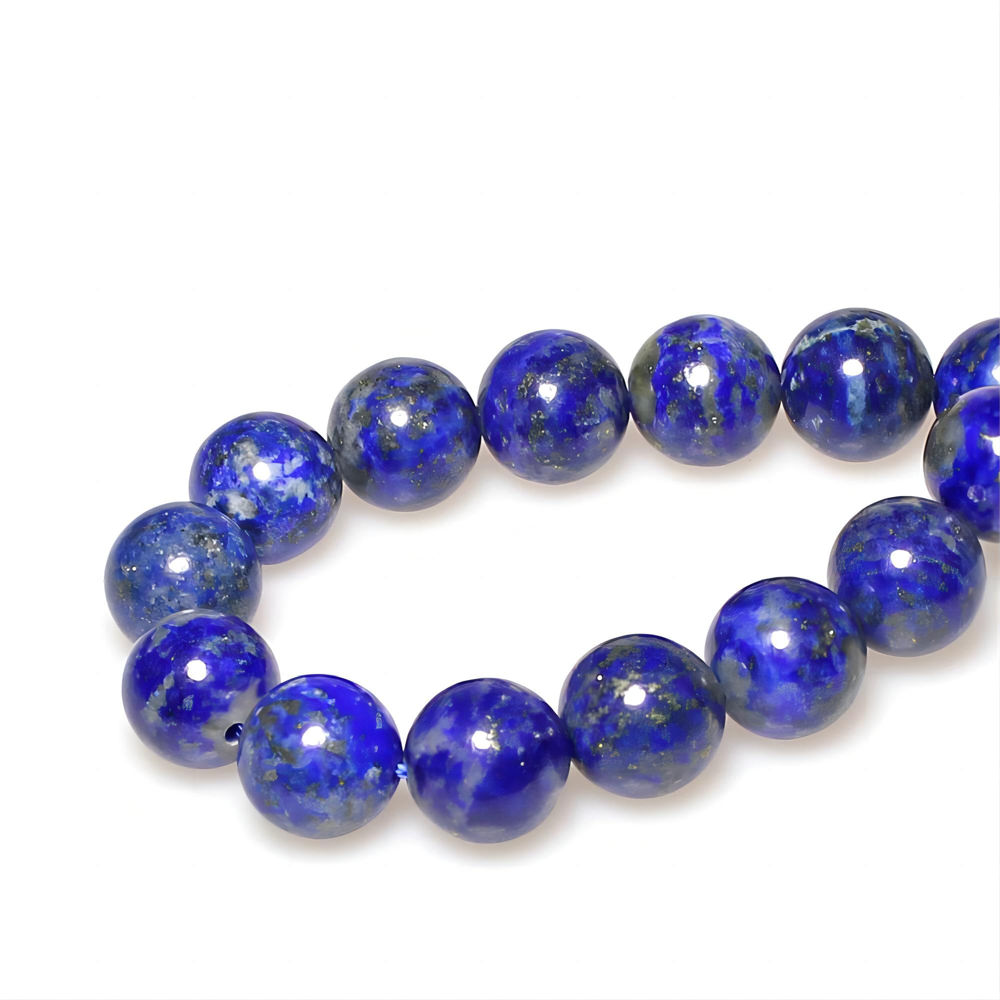 MJDCB Natural Round Stone Beads Royal Blue 12mm Lapis Lazuli Loose Gemstone Beads for Jewelry Making Bracelet Necklace 30pcs - Image 2