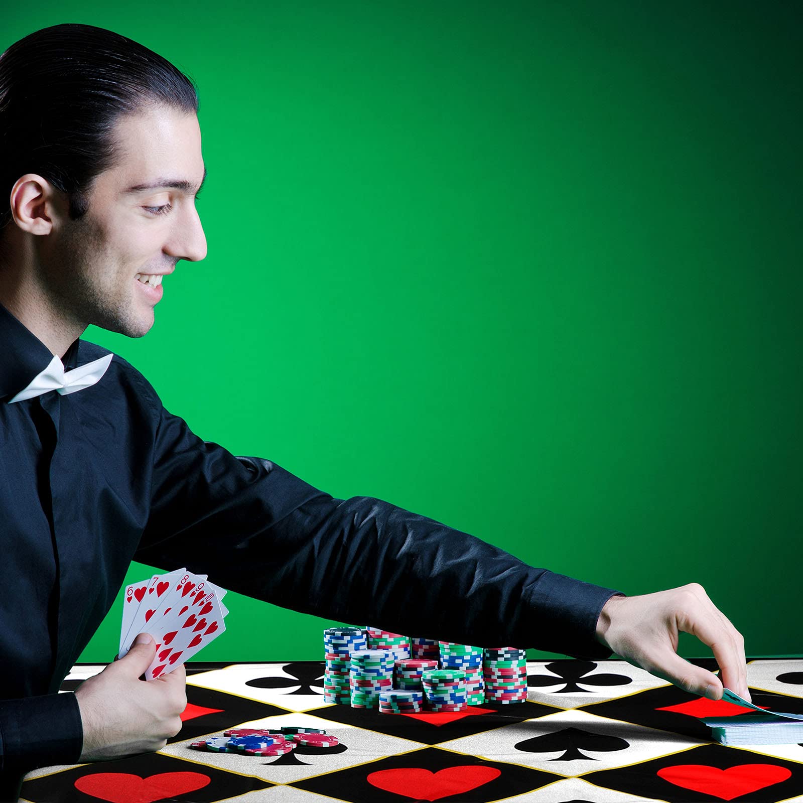4er-Set Casino Tischdecken Aus Kunststoff – 274 X 137 Cm, Rot-weiß-schwarz, Perfekt Für Poker-Partys & Las Vegas-Themen
