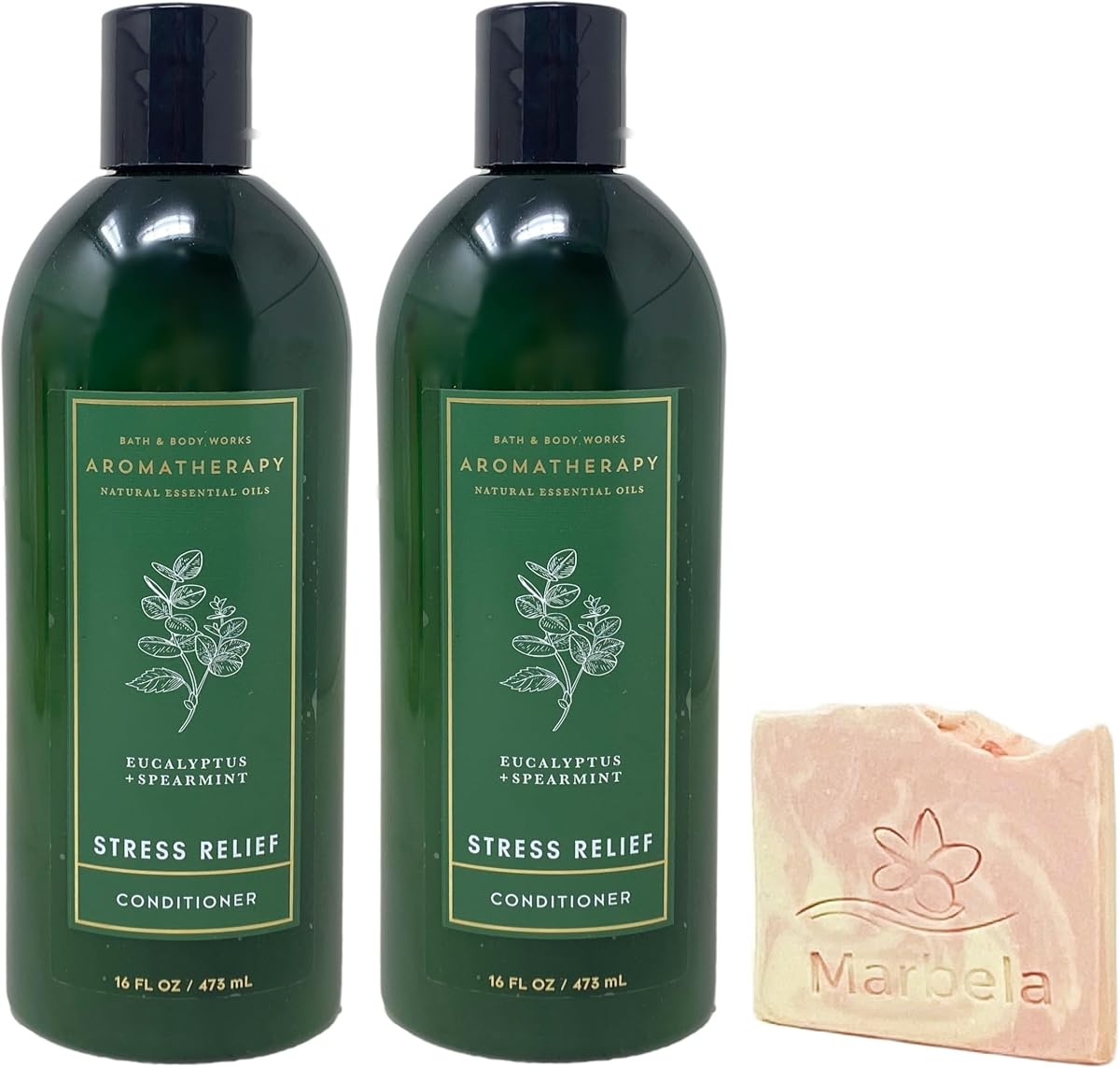 Juego de acondicionador hidratante de 2 piezas de aromaterapia, eucalipto, menta verde y jabón de muestra de manantiales de sales del Himalaya