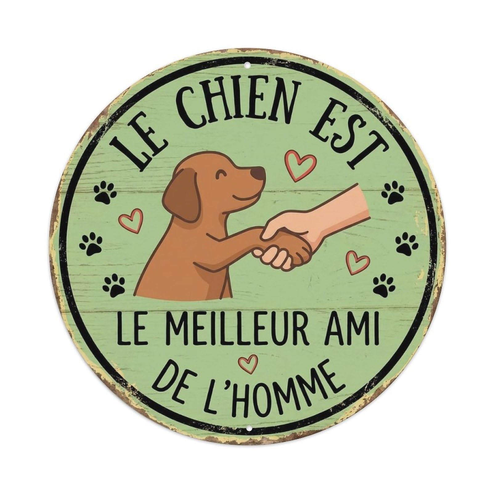 Dog Best Friend Round Wall Hanging Metal Tin Sign