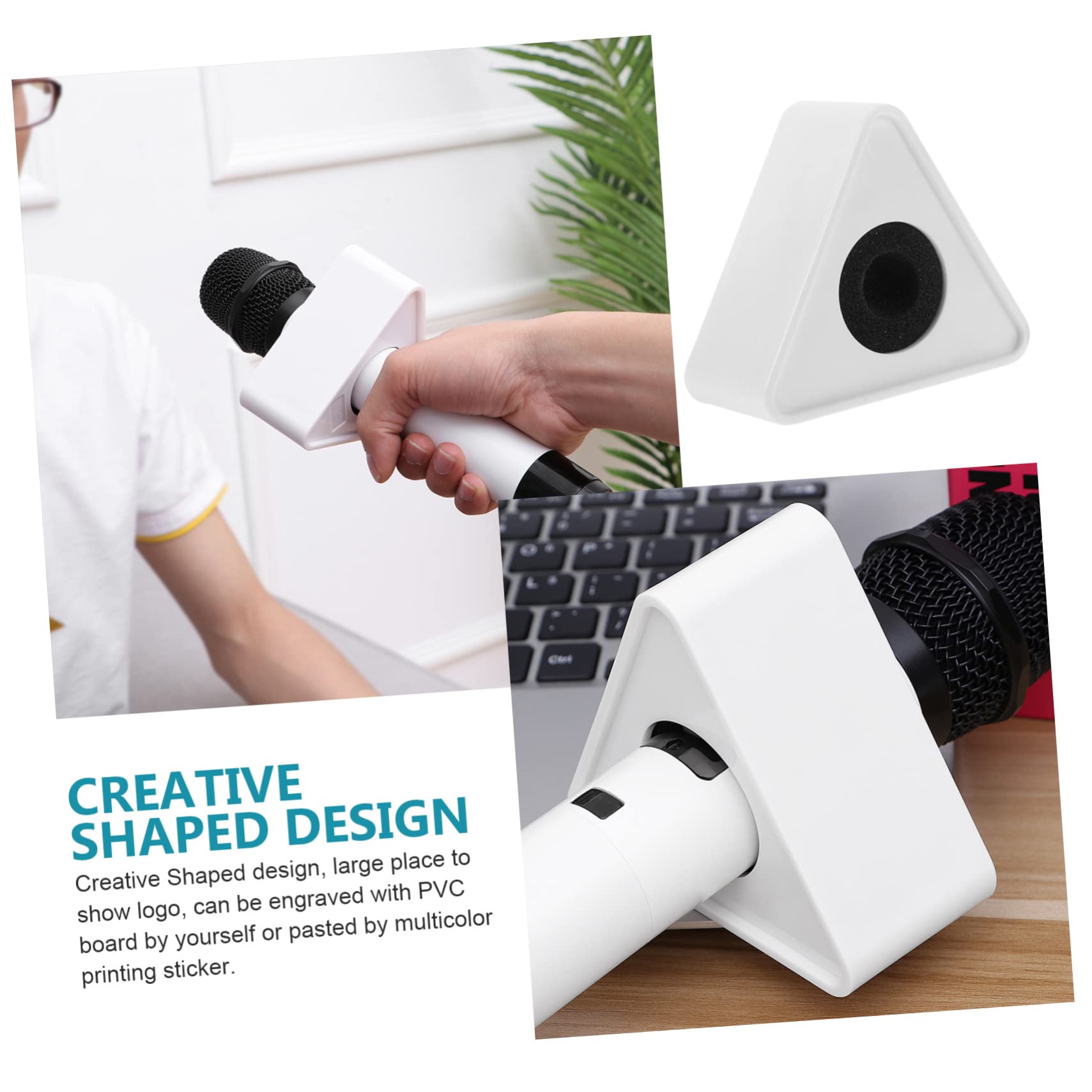 ifundom 10pezzi Microfono Triangolo Abs Per Logo Stazione Interviste Design Creativo e Pratico Compatibile Con La Maggior Dei Microfoni Facile Da Personalizzare e Trasportare