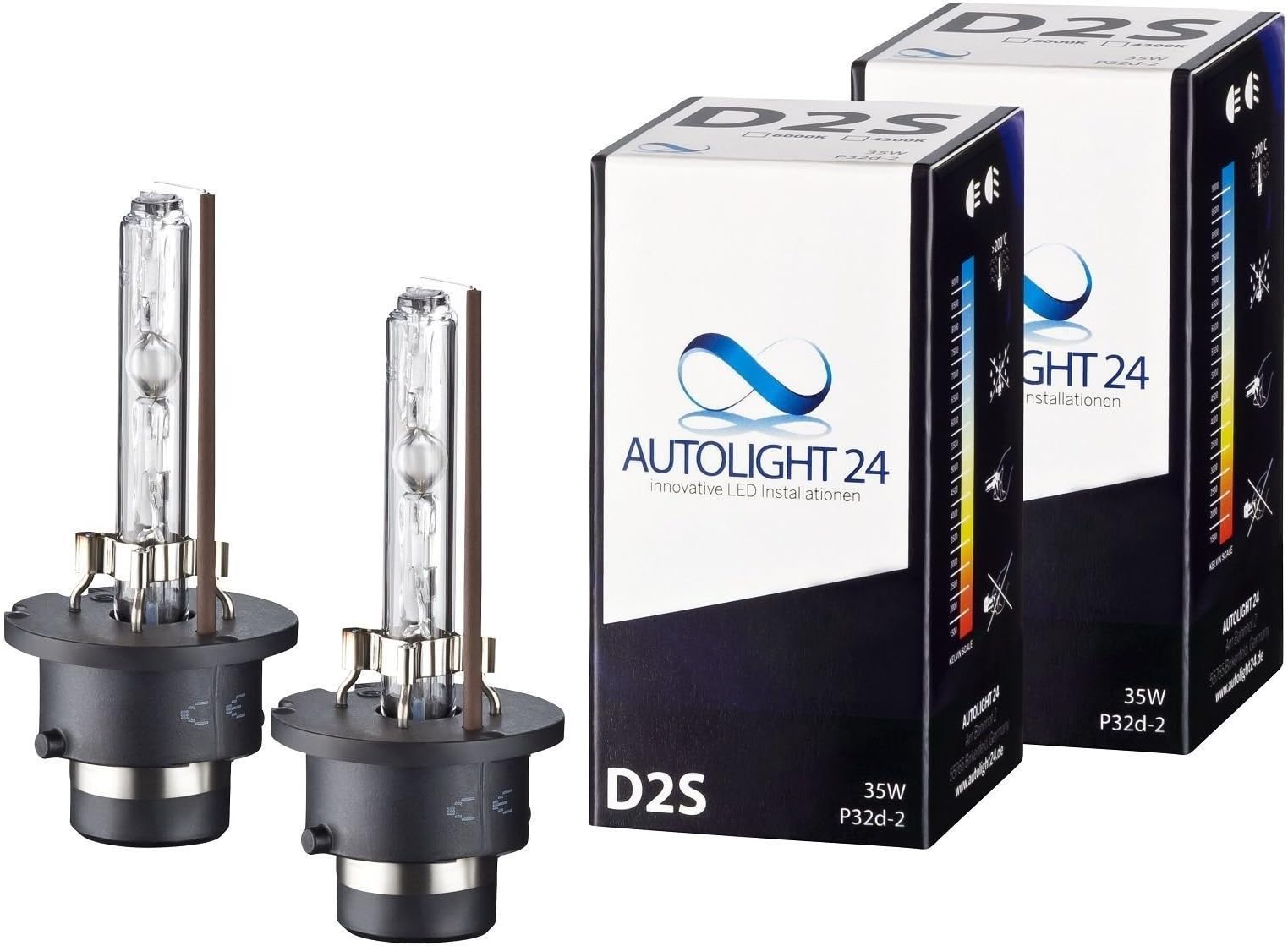2x Xenon Bulbs D2S, 6000K T&Uuml;V Replacement Bulbs E-Registration