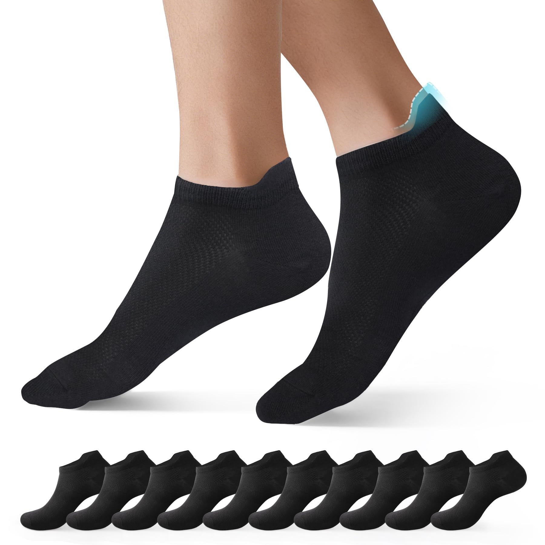 Mowenti 10 Paar Sneaker Socken Herren Damen Kurze Sportsocken Atmungsaktive Laufsocken Unisex Sneakersocken