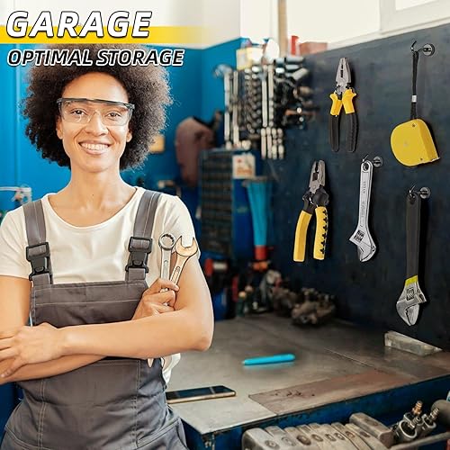 Miniatura 4 de VNDUEEY Paquete de 20 ganchos magnéticos negros, ganchos magnéticos fuertes de 25 libras para colgar, ganchos magnéticos de metal resistentes,