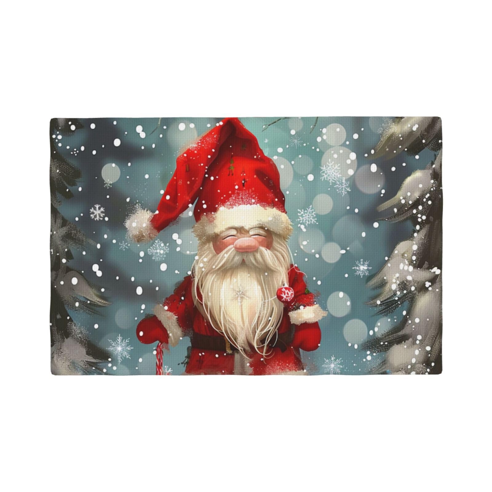 Christmas Traditional Gnome 1 Print Placemats Set, Heat Resistant Washable Placemat 12x18in Table Mats for Party Kitchen Dining Table Decoration Indoor Outdoor, Six Piece