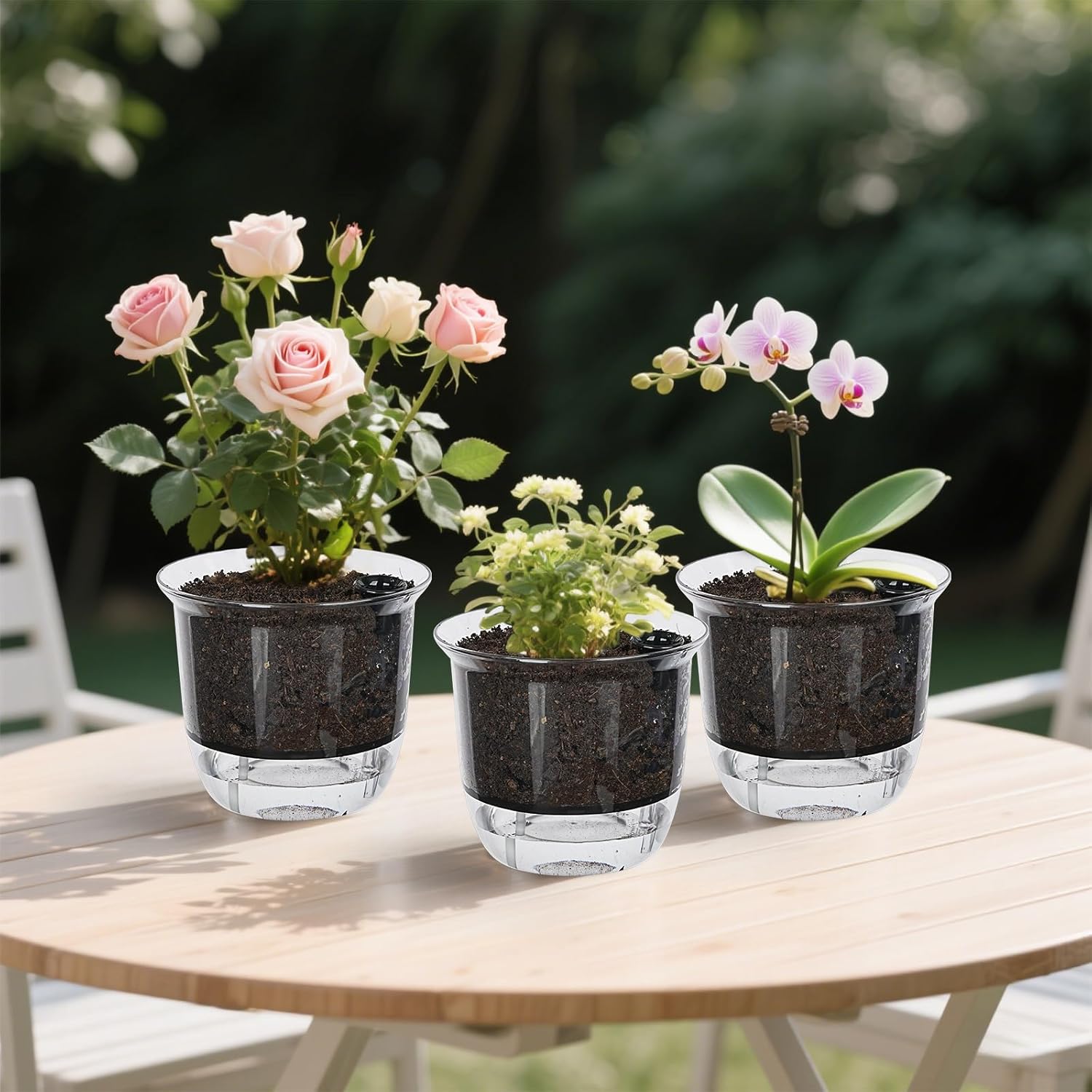 Plant Pots 6 inch Set of 3, Self Watering Pots for Indoor Outdoor Plants Flowers, Self Watering Planters with Reservoir, Drainage Hole and Absorbent Cotton Rope (3 Large) - Image 9