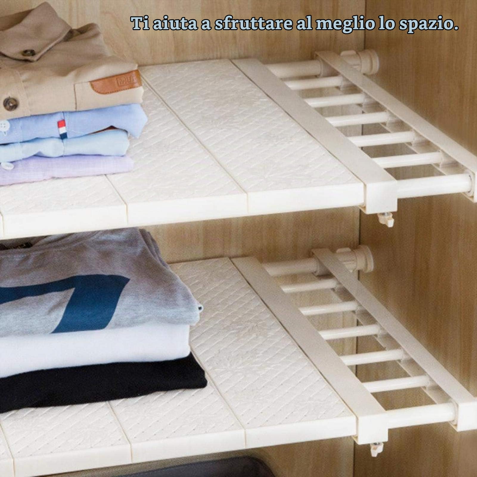 Ripiano a Tensione espandibile, ripiano Regolabile per ripiano Armadio Organizzatore per Armadio da Cucina Armadio libreria(#4)