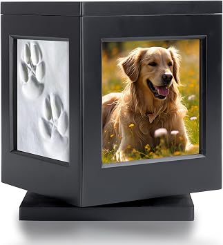 Personalized Dog Urn for Ashes, Black Wooden Memorial Keepsake for Cat, Large Funeral Cremation Pet Owner Souvenir with Claw Print and Velvet Storage Bag75lbs