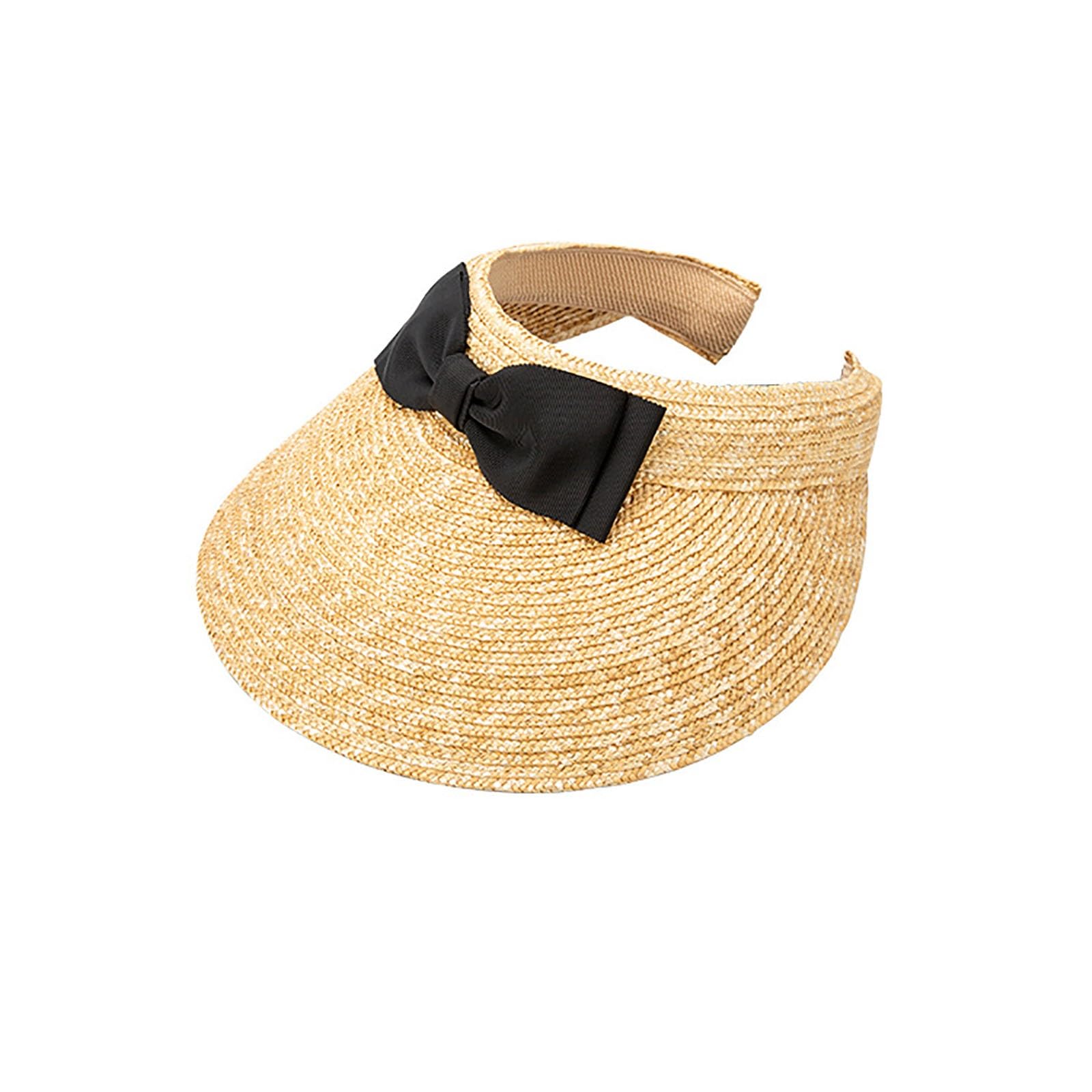 Sombrero De Paja De Verano con Visores para Mujer, Sombrero De Paja De ala Ancha con Visera para El Sol, Sombrero Ponytail Protección Visera Ancha, Visera De Playa