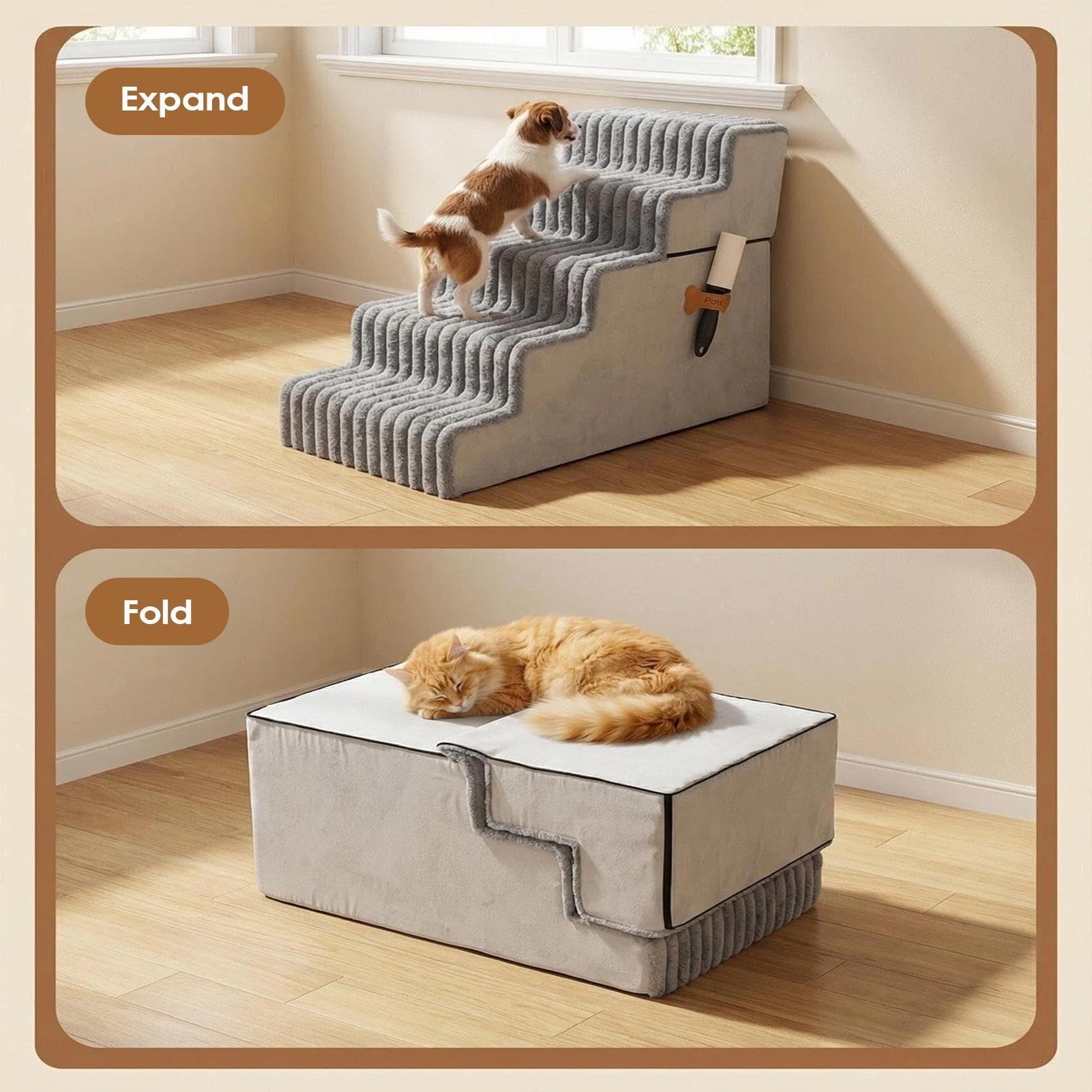 Escalón Canino Accesorio de Mascotas Desmontable Antideslizante y Lavable | Escaleras Perrunas Antideslizantes y Equilibradas Para Cachorros Gatos Sofás Sillones Apartamentos Balcones