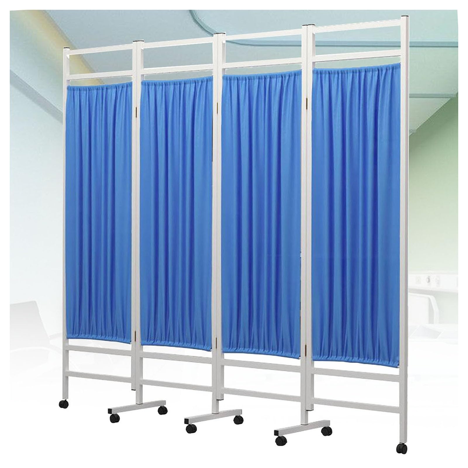 Paravent médical pliable à 4 panneaux roulants pour gain de place