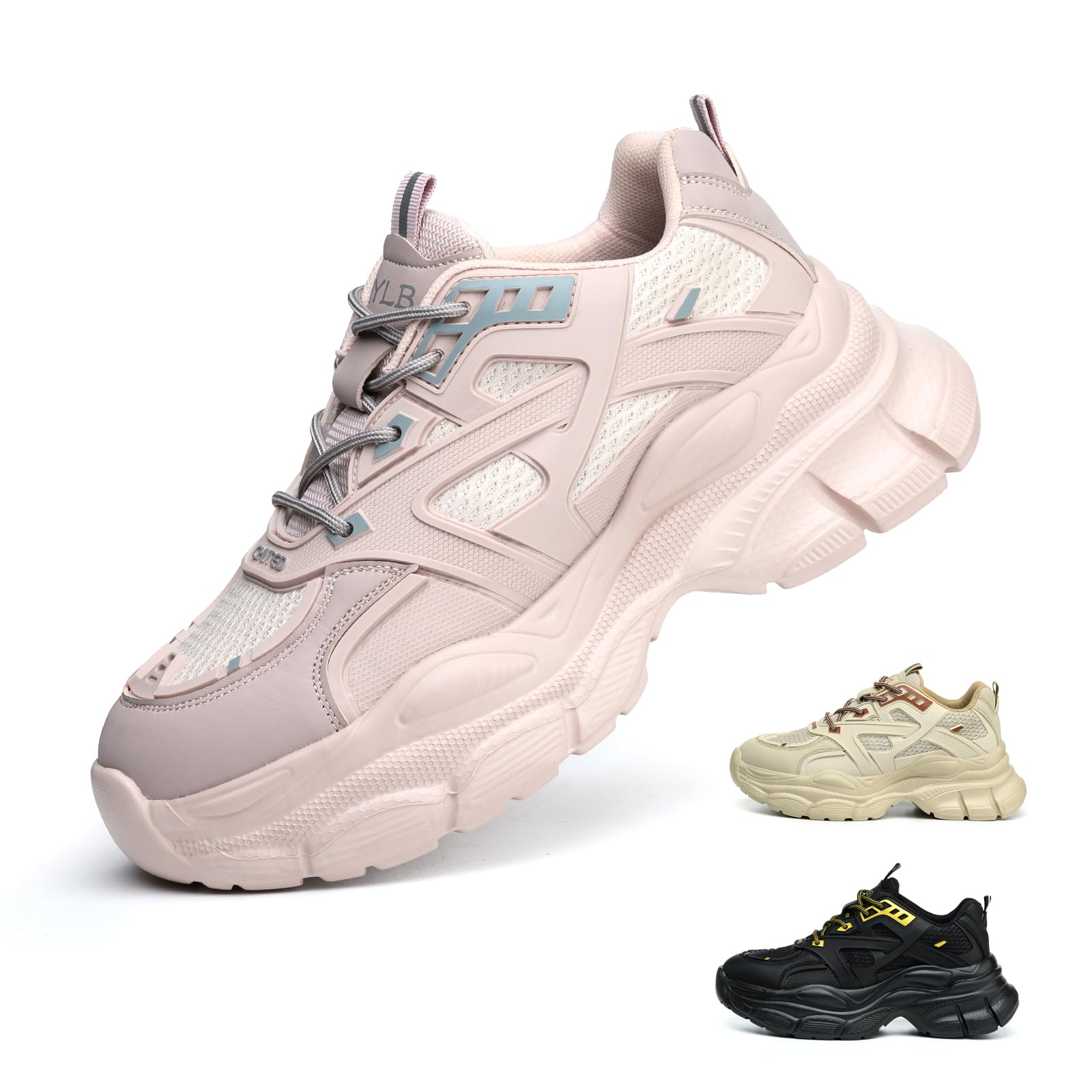 Gugifcto Scarpe Antinfortunistiche Donna Scarpe da Lavoro con Punta in Acciaio Antiscivolo Traspiranti Scarpe Sicurezza Leggere Comode 36-42 EU
