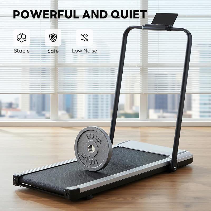 Sweetcrispy Compact Treadmill for Small Spaces, Quiet Under-Desk Walking Pad, Slim & Portable Design for Home Office Workouts, Easy to Store, Ideal for Apartments and Work-from-Home Fitness image 3