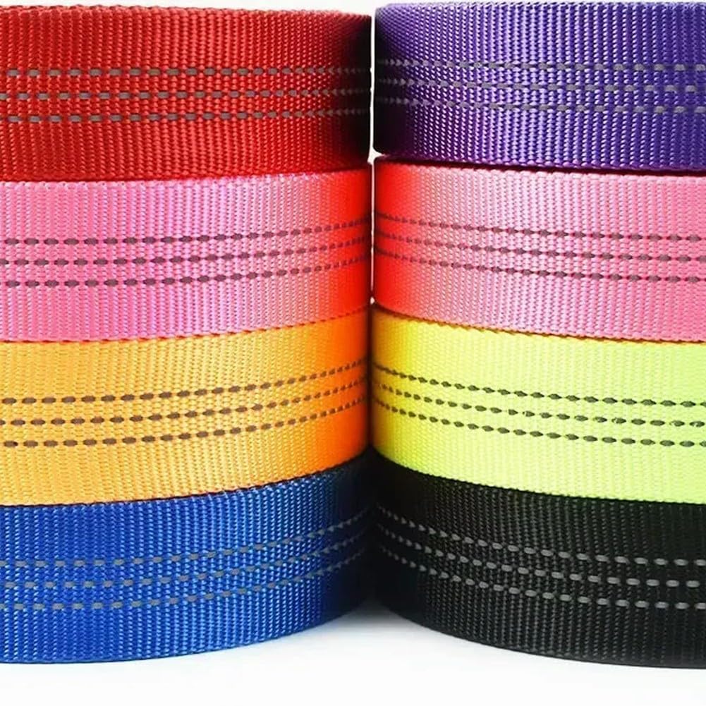 OPica 2/5/10 m 25 mm Doppellagiges hohles Polyester-Gurtband mit reflektierenden Streifen, Schlauchband für Band, Taschengurt, Nähen, Schrägband