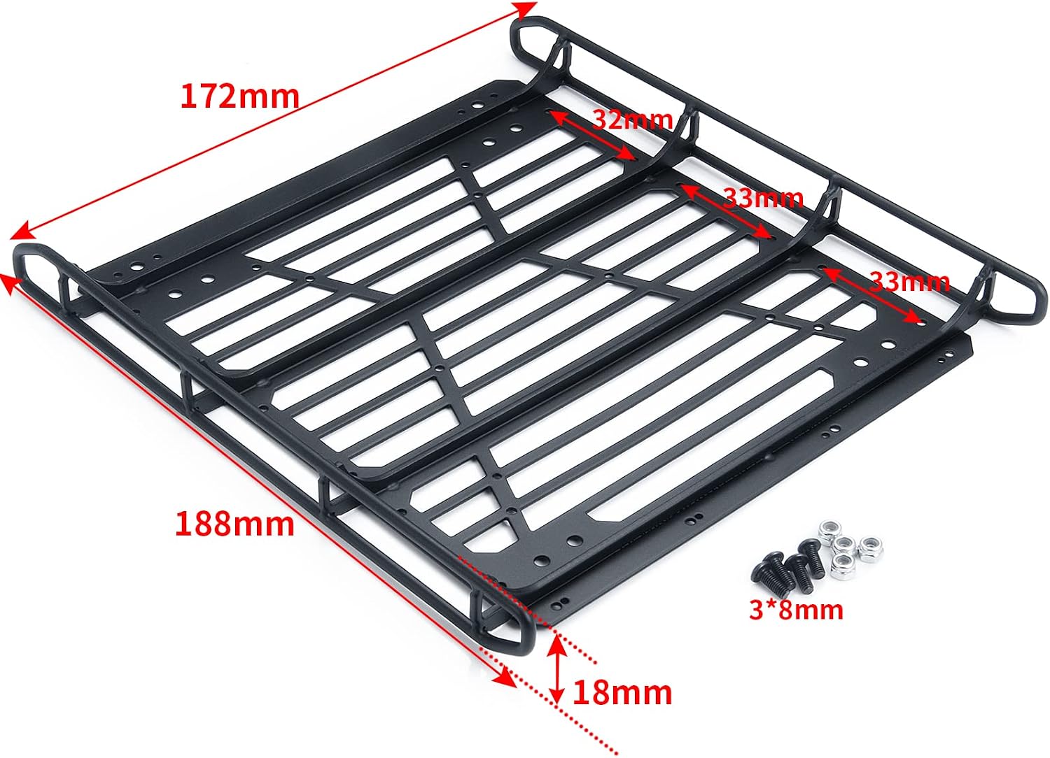 MOHERO RC Car Roof Rack Luggage Carrier for 1/10 Axial SCX10 III AXI03007 Wrangler RC Crawler Car