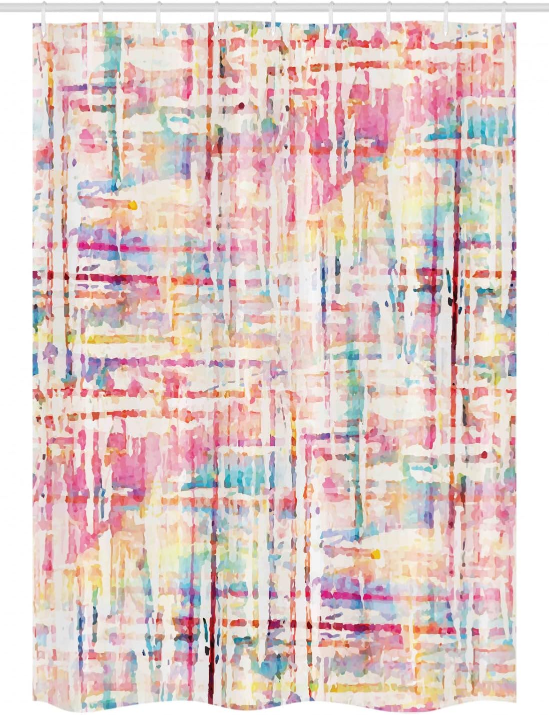 Ambesonne Grunge Stall Shower Curtain, Abstract Paint Manifold Complicated Mixed and Lines Print Illustration, Fabric Bathroom Decor Set with Hooks, 54" W x 78" L, Pink Cream