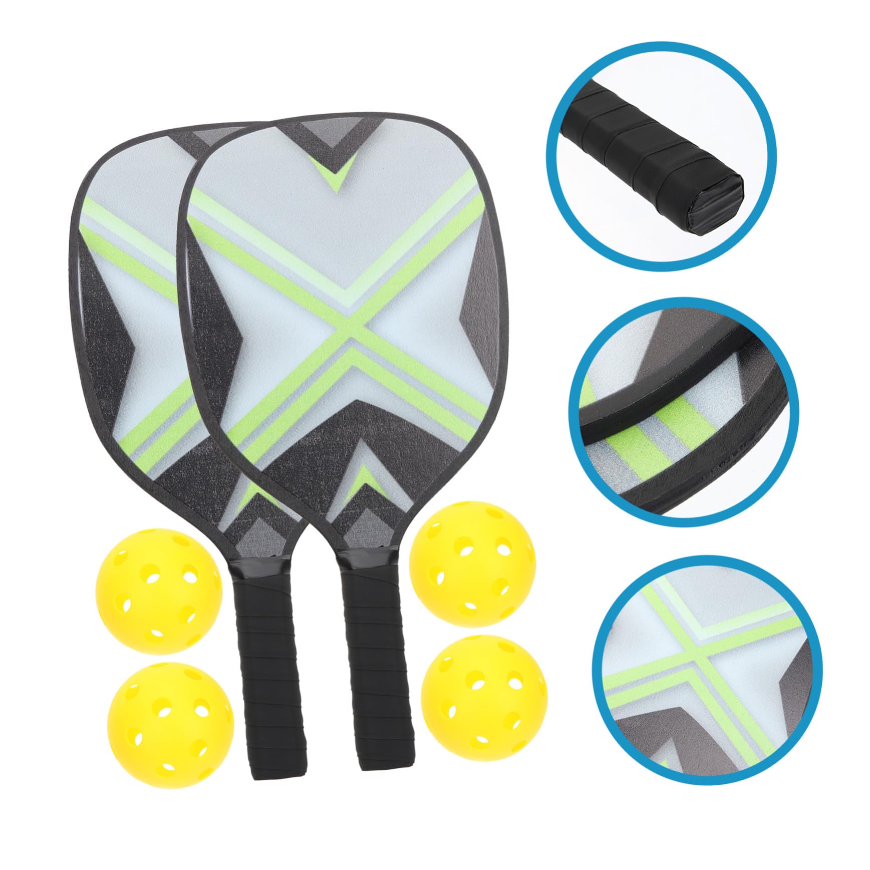 Set Racchette da Pickleball per Ragazzo Ragazza Impugnatura Antiscivolo, Racchette Sportive in Abs e Legno Resistenti, Kit Pickleball per Attività All’aperto e Gioco Coordinazione