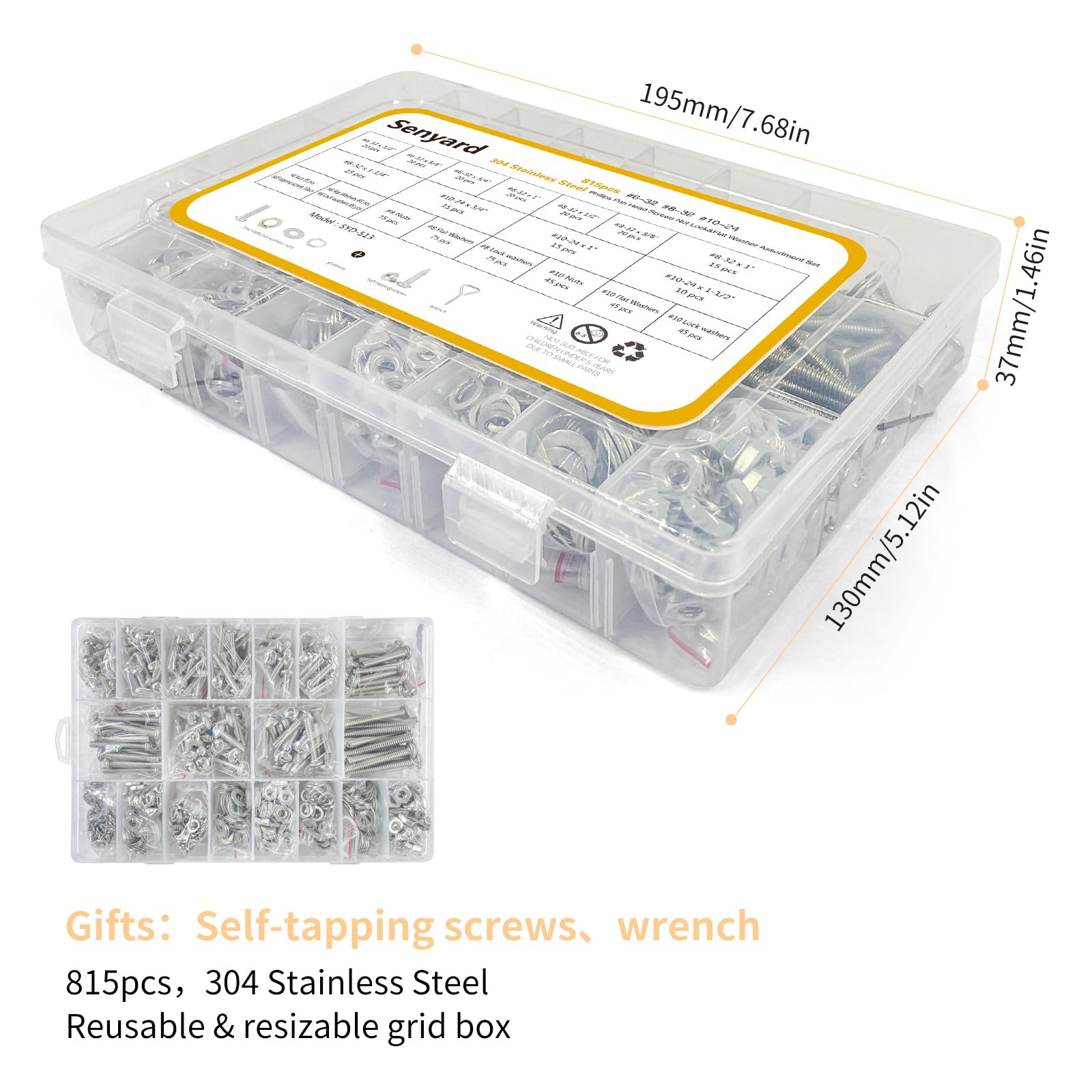 815 Piece Stainless Steel Machine Screw Assortment Kit -7