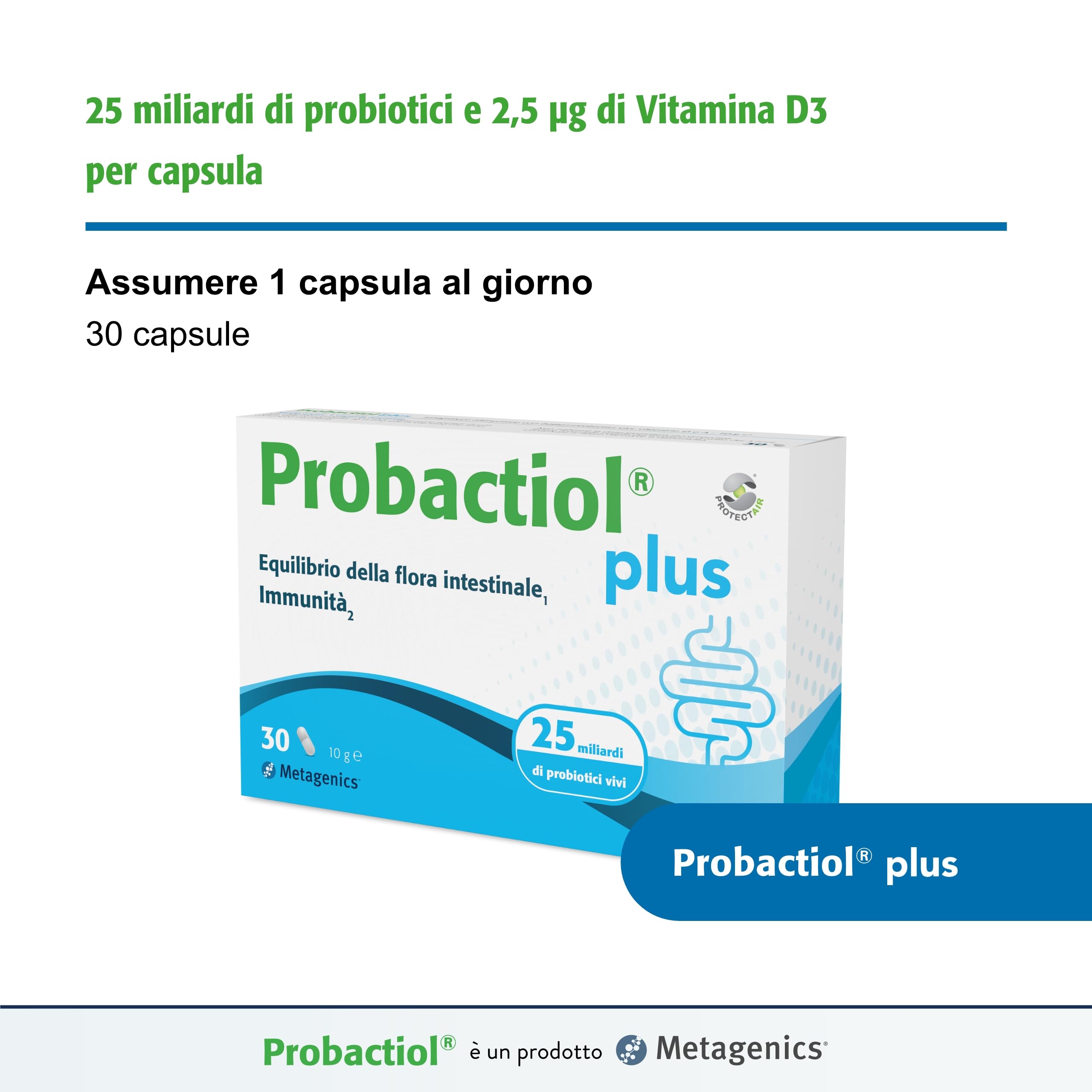 Metagenics Probactiol Plus - Equilibrio della Flora Intestinale - Sostiene l’Immunità - 30 Capsule