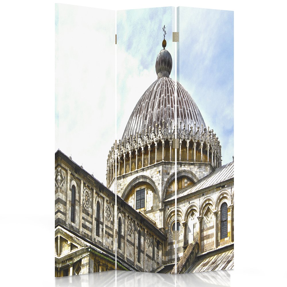 Raumteiler, Gedruckten auf Canvas, Leinwand Wandschirme, dekorative Trennwand, Paravent beidseitig, 3 teilig, 360° (110x180 cm), Kathedrale/Dom, PISA, Architektur, Italien, BEIGE, BLAU