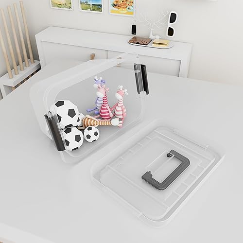 Miniatura 6 de Cetomo Contenedor organizador de plástico apilable y encajable, con tapa y hebillas de cierre seguro, transparente, 6.8 cuartos de galón x 12