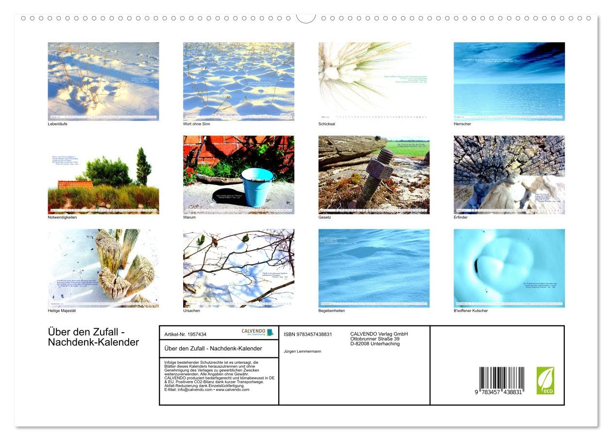 Über den Zufall - Nachdenk-Kalender (hochwertiger Premium Wandkalender 2026 DIN A2 quer), Kunstdruck in Hochglanz: Ist der Zufall zufällig oder hat er eine Ursache? (CALVENDO Glaube)
