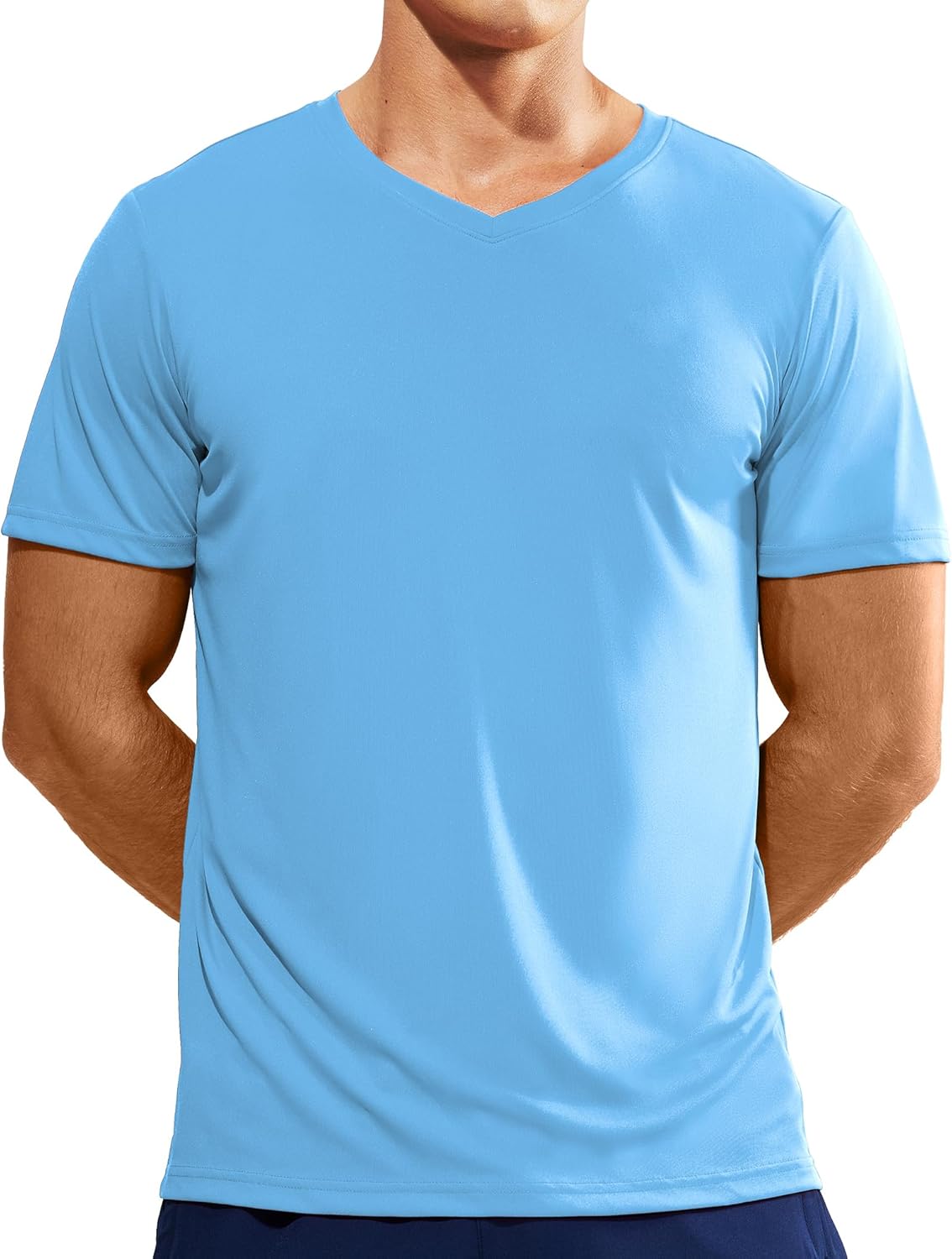 Haimont Men's V Neck Athletic T Shirts Lightweight Gym Workout Running Short Sleeve Tee Shirts Moisture Wicking UV Protection