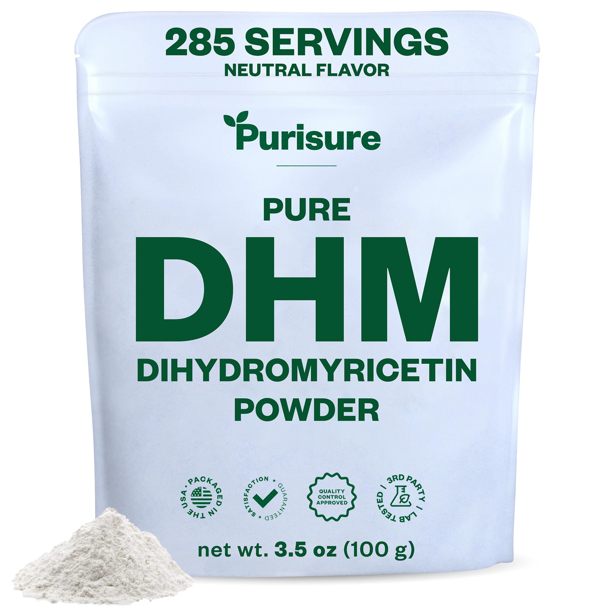 PurisureDihydromyricetin (DHM) Powder 100g (285 Servings), Perfect for Hangover Prevention & Cure, Intoxication Prevention, Hangover Vitamins for Nutrient Restoration, Liver Support