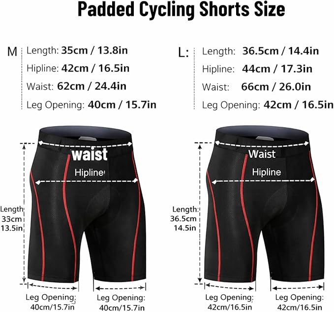 Calzas acolchadas para ciclismo, talla L, negro con rojo miniatura 5
