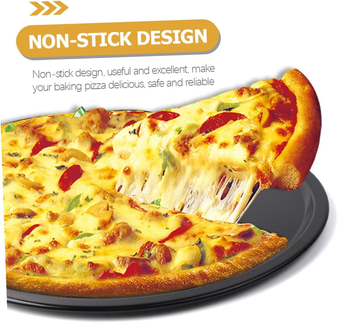 2pcs Carbon Steel Non-stick Pizza Pan Round Baking Tray for Home Oven Use Lightweight Bakeware
