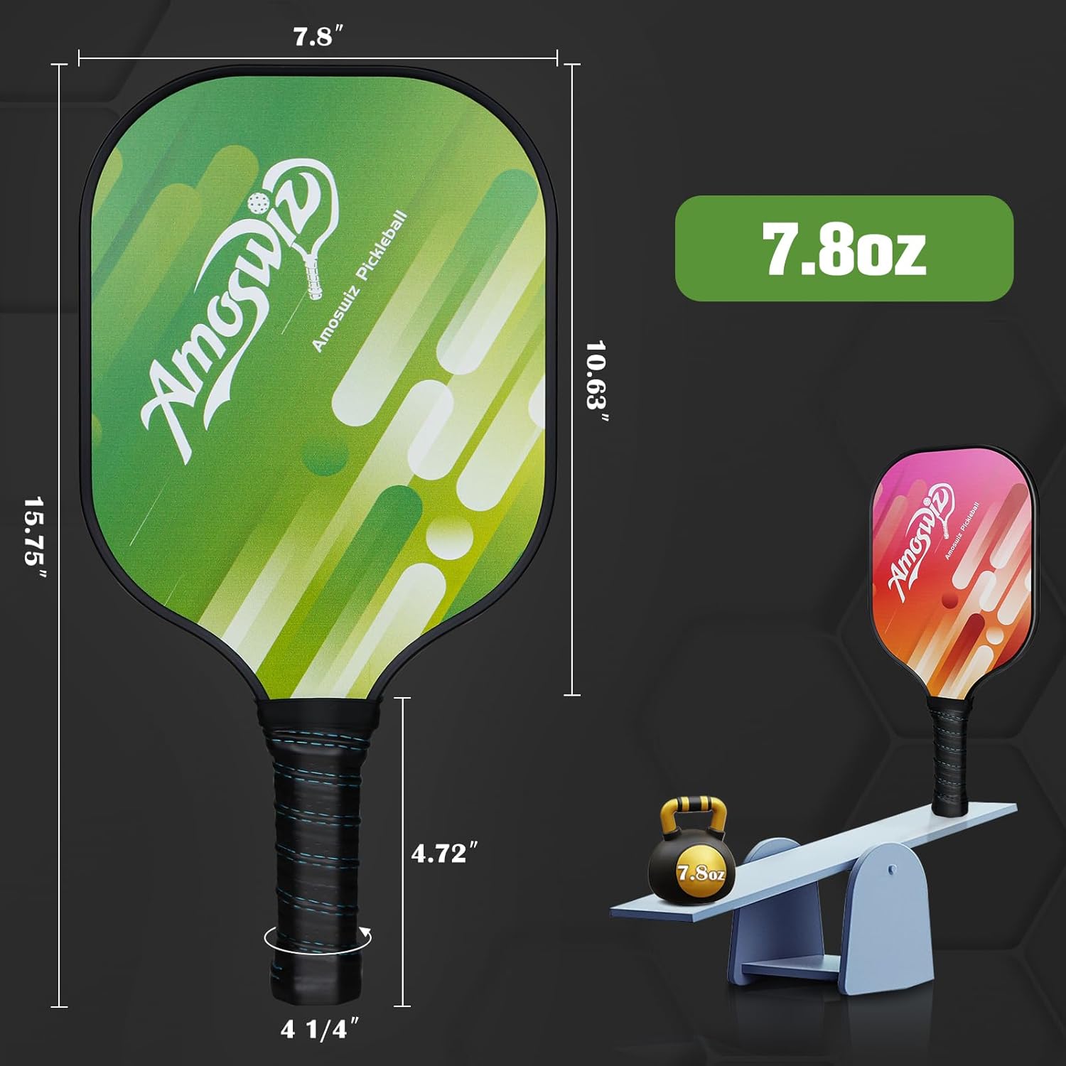 Pickleball Paddles Set of 2, Premium Fiberglass Pickleball Paddles for Beginers, Pickleball Set with 4 Pickle Balls, Gift for Adult & Kids