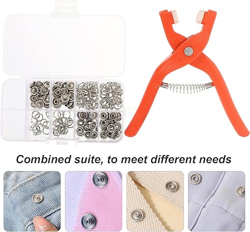 Miniatura 7 de EXCEART Juego de herramientas de instalación a presión para sujetadores de botón sin coser con pernos de tela y alicates para reparación de ropa y
