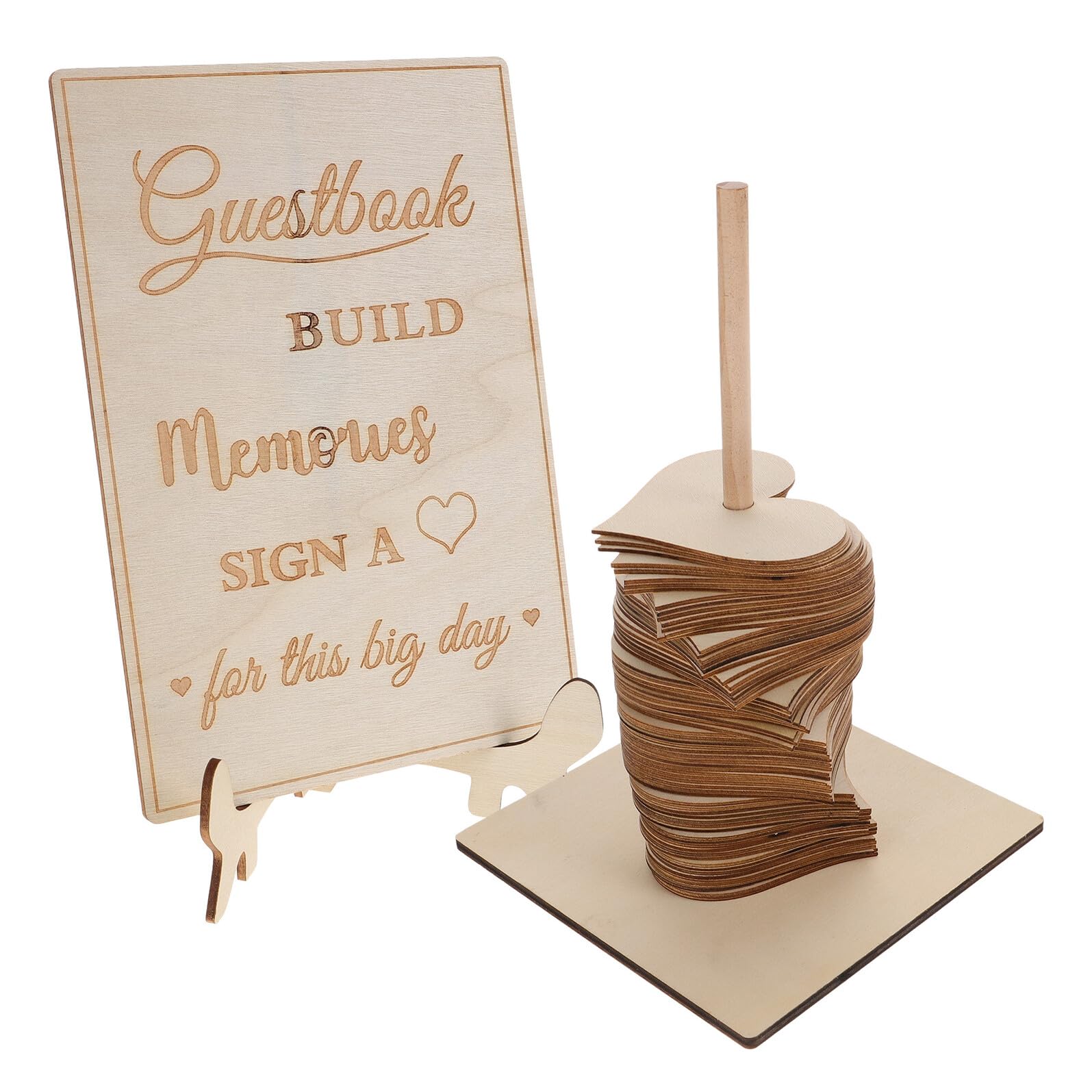 TOYANDONA Libro de Firmas para Bodas Madera en Forma de Corazón Decoración para Recepción de Boda Boho Accesorio Decorativo Versátil Detalle Personalizado para Invitados