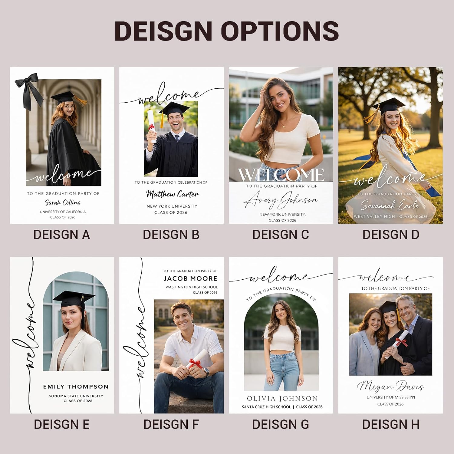 Custom Graduation Sign for Yard, Waterproof Acrylic Congrats Class of 2026 Yard Signs for School or College Grad Party Welcome Decor, Personalized Sign with Photo Print Text 2026 Graduation Decorations