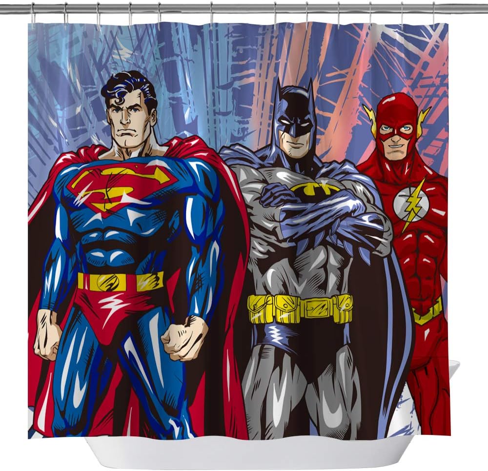 GOODCARECartoon Shower Curtain for Kids Bathroom Decor Polyester Fabric Shower Curtains, Kids Bath Decor Curtain Set with Hooks, 71x71inch