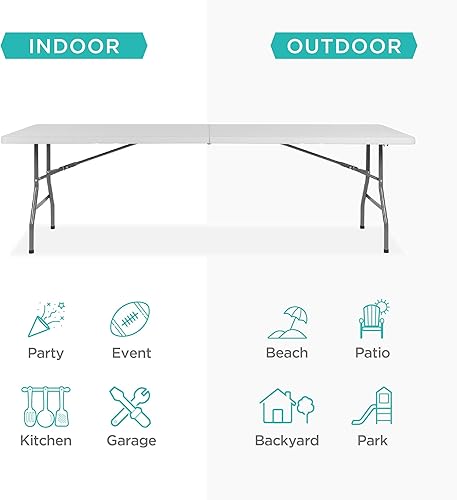 Miniatura 71 de Best Choice Products Mesa plegable de plástico de 4 pies, para interiores y exteriores, resistente, portátil, con asa, cerradura para picnic, Negro