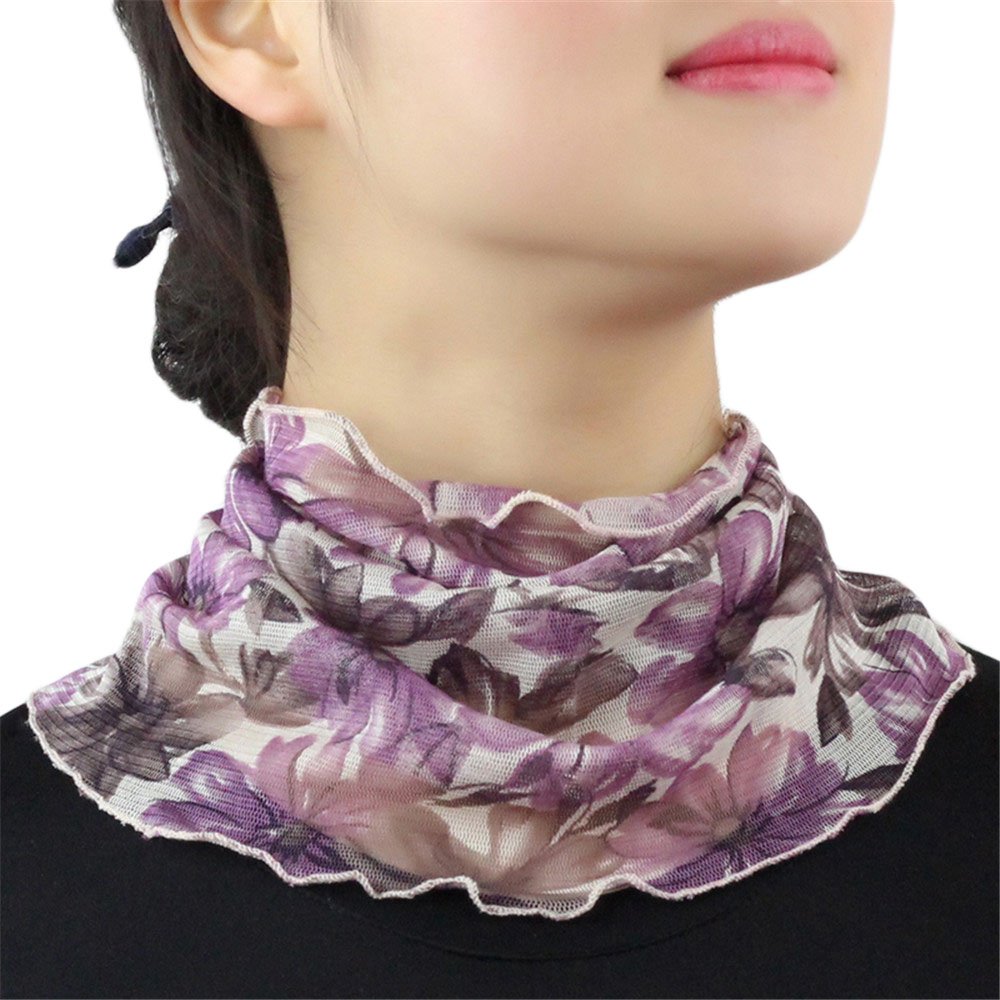 UK_Stone Women 100% Mulberry Silk Neck Warmer Faux Collar Neckerchief Neck Scarf Infinity Loop Scarf(#4)