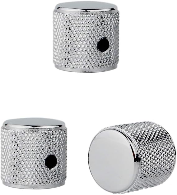 Guyker 3Pcs Guitar Control Knobs for 1/4(6.4mm) Dia. Shaft Pots - Dome Potentiometer Knob Compatible with Fender TL Style Electric Guitar or Precision Bass (Chrome)