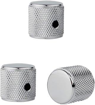 Guyker 3Pcs Guitar Control Knobs for 1/4(6.4mm) Dia. Shaft Pots - Dome Potentiometer Knob Compatible with Fender TL Style Electric Guitar or Precision Bass (Chrome)