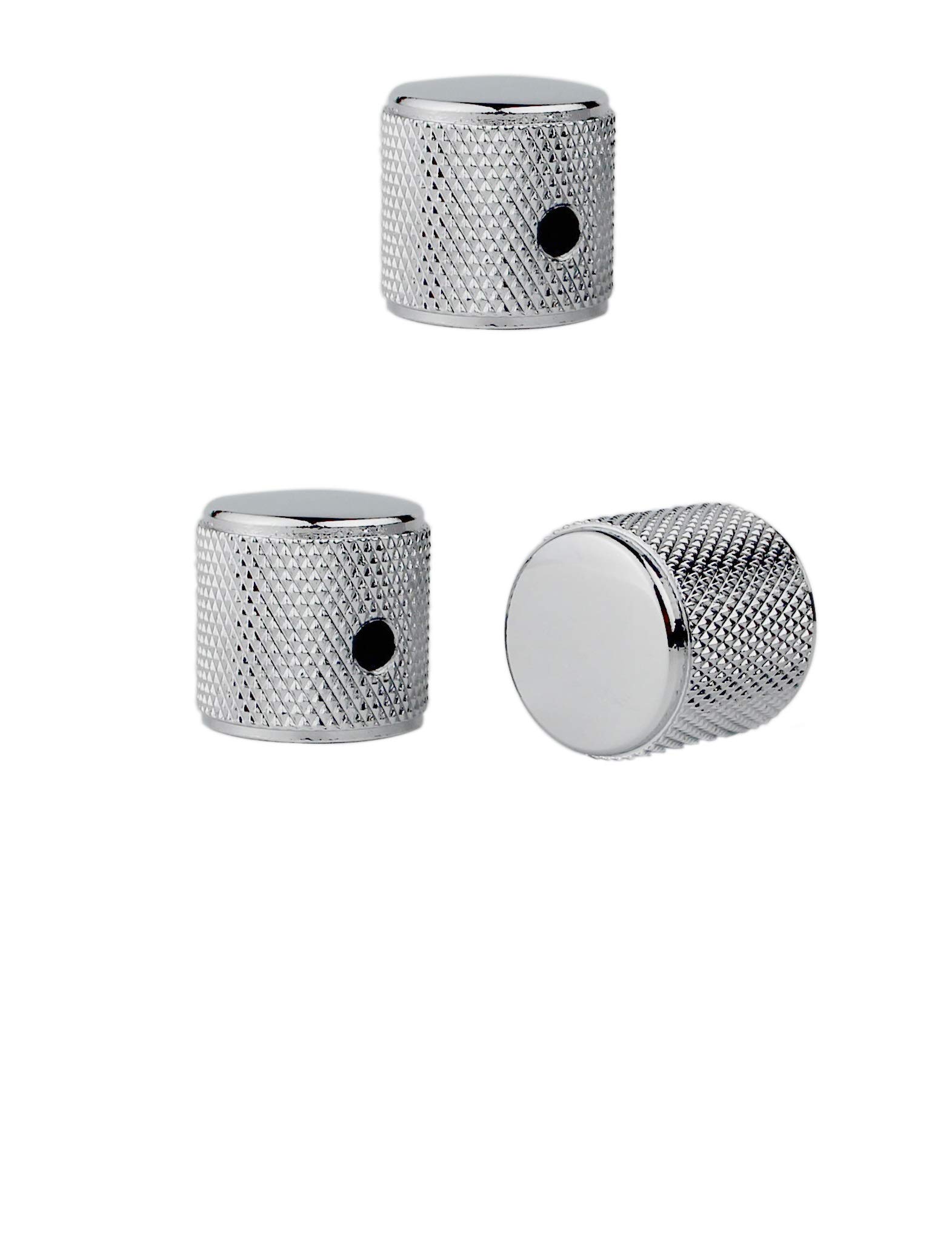 3 Boutons De Contrôle Guitare Guyker - Pour Axe 6,4mm - Compatible Telecaster, Precision Bass - Chrome - Avec Clé