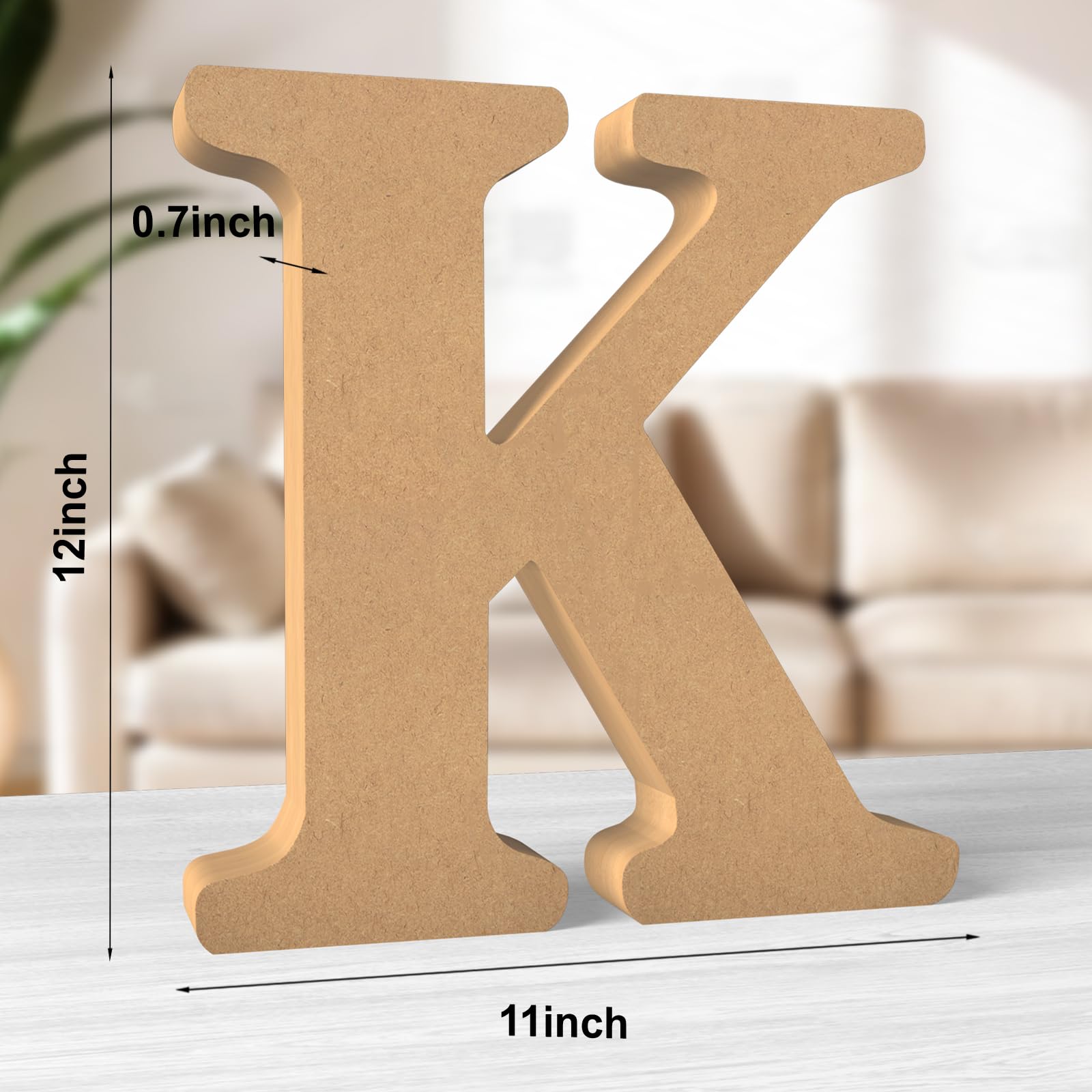 Aruatu 12 Inch Balsa Wooden Letters Unfinished Wood Letters for Wall Decor Decorative Standing Letters Large Letters for wall Decoration for Craft Home Party Projects (K) - Image 2