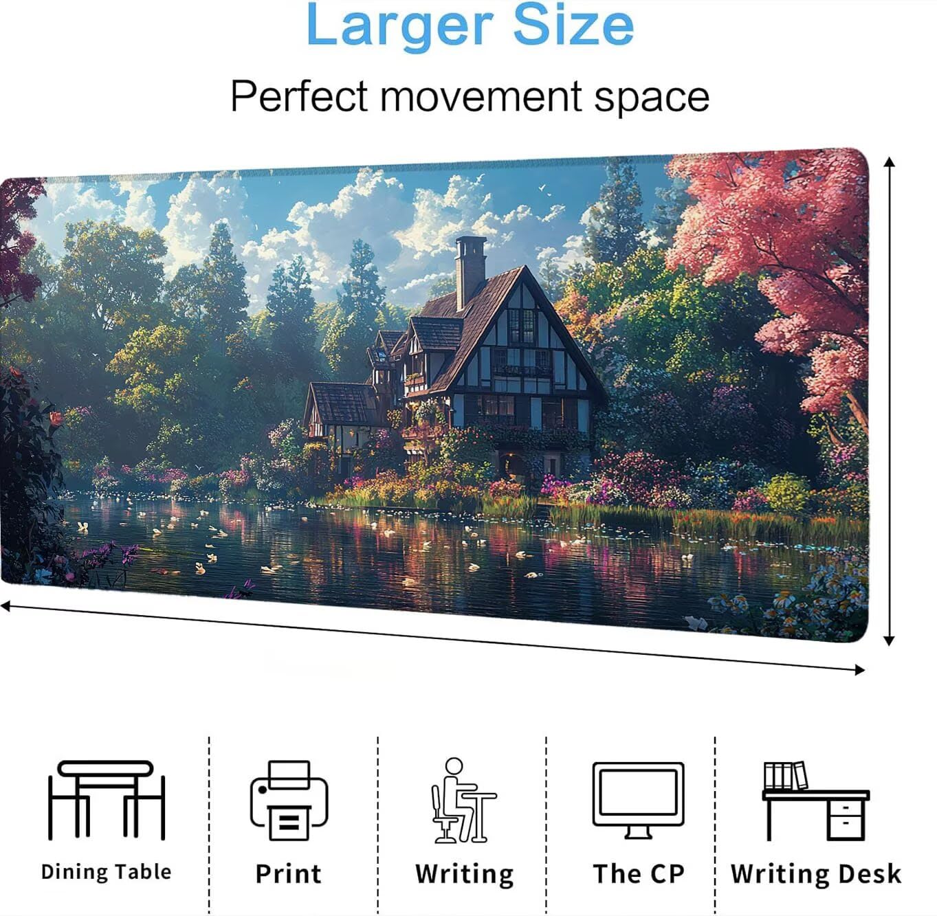 Podkładka pod mysz, podkładka pod mysz XXL 1200 x 600 mm podkładka pod mysz dla graczy, wodoodporna gumowa podstawa, duża podkładka pod mysz do gier na biurko szyte krawędzie wodoodporna