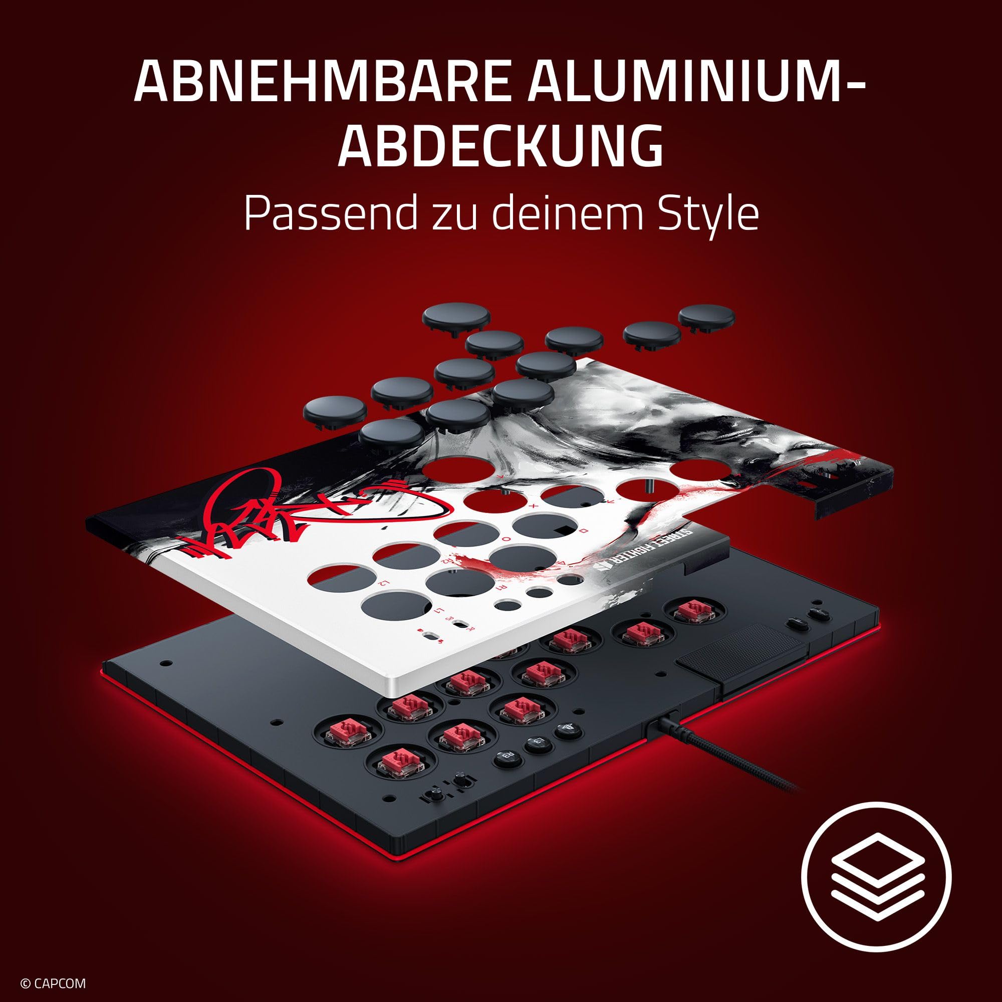 Razer Kitsune Ryu Edition - Optischer Arcade-Controller für PS5 und PC - Layout mit 4 präzisen Bewegungstasten - Flache lineare optische Switches - Dünnes, portables Gehäuse | Ryu Ed.