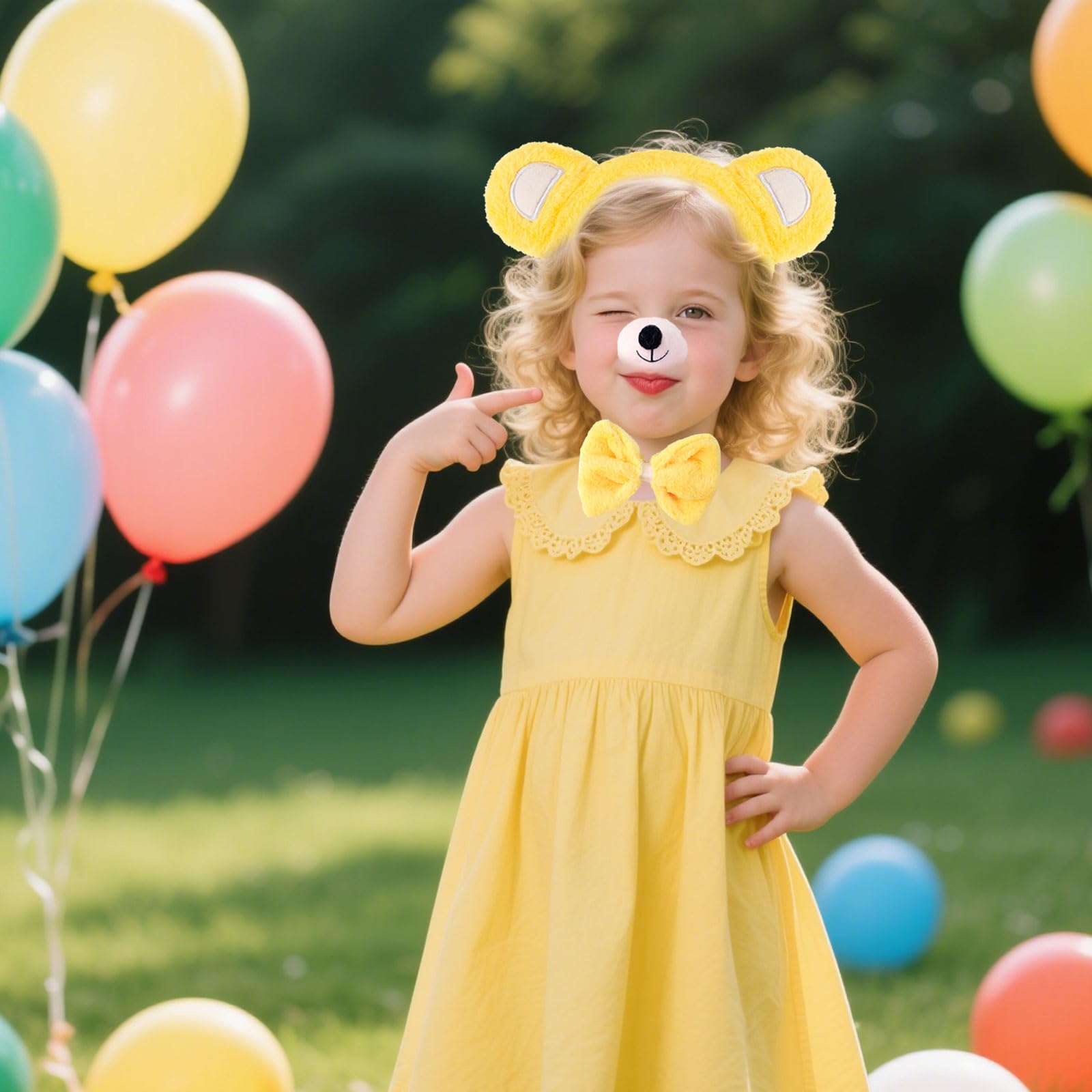 SSKHE Carnival Bear Costume for Children and Women,4 Pieces Carnival Bear Cosplay Set,Headband Bear Ears Set,Nose Tail - Image 4