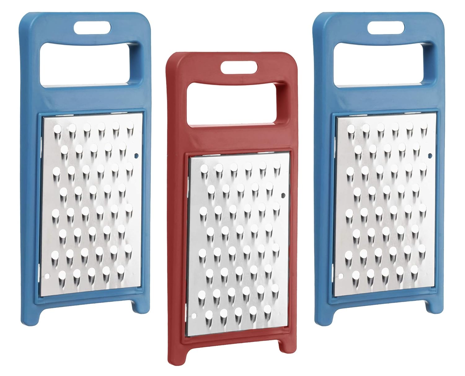 Hand Stainless Steel Grater Hard Metal with Plastic Handle Pack of 3