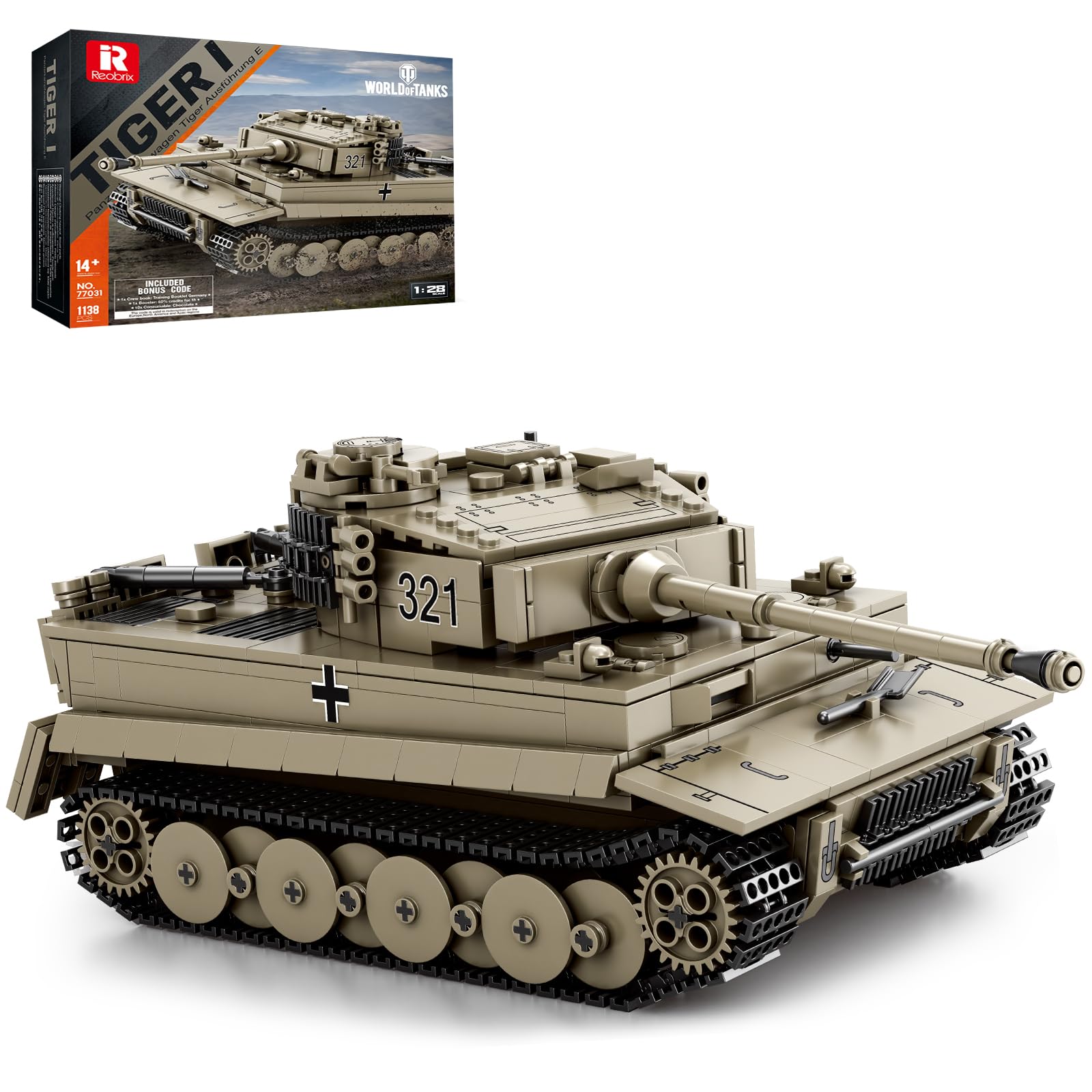 Amazon.co.jp: Reobrix Tiger I 戦車組み立てセット WW2 戦車モデル