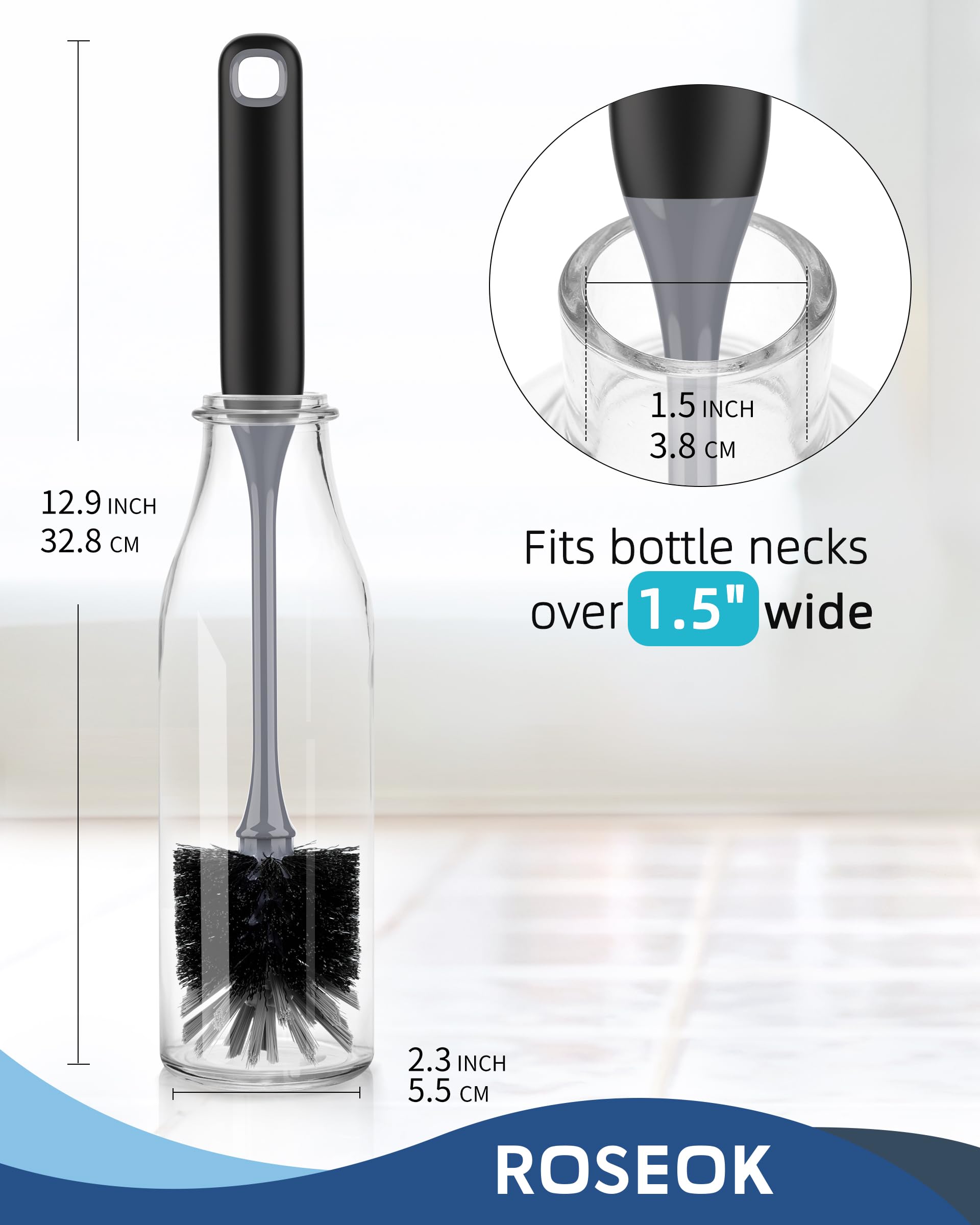 ROSEOK Flaschenbürste, Wasserflaschenbürste, flexible Flaschenbürste, Tassenreiniger