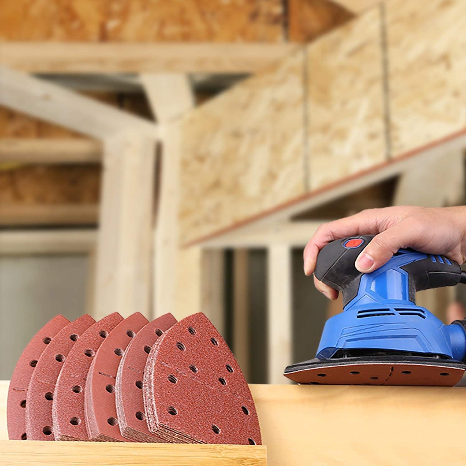 60 hojas de lijado, papel de lija de ratón Prio-Triángulo para adaptarse a Bosch Multi-Sander PSM 100A PSM 200 AES PSM 18, 11 agujeros surtidos de grano 40/60/80/120/180/240