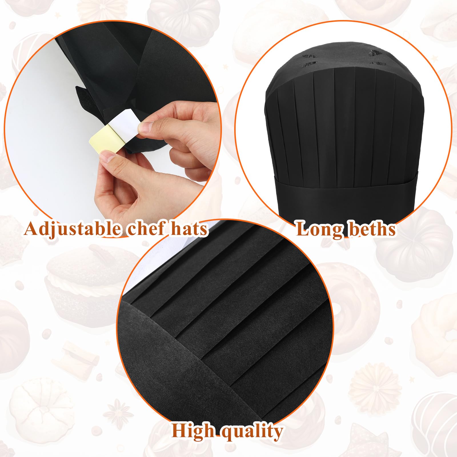 Coume Ensemble tablier jetable non tissé et chapeau de chef pour adulte - Tabliers de cuisine réglables - Chapeaux de boulangerie pour la cuisine et la pâtisserie