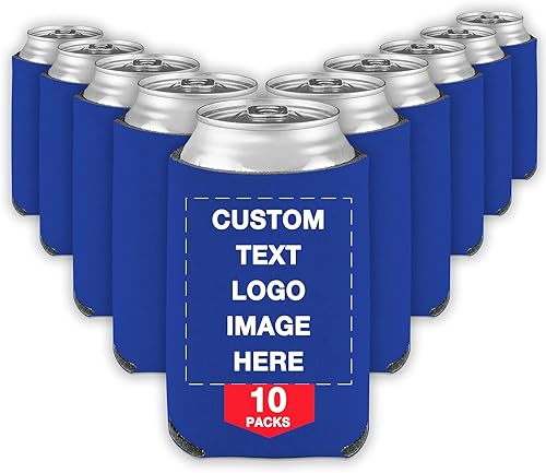 10 fundas personalizadas para enfriar latas de cerveza a granel, soporte para botella de bebidas con logotipo, imagen, texto, para boda, fiesta de